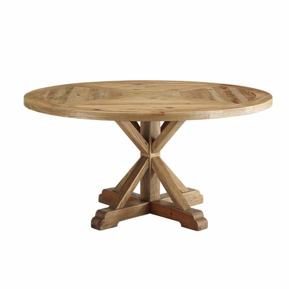 Column 59Inch Round Pine Wood Dining Table In Brown- Modern In Designs regarding Modway Stitch 59&quot; Round Modern Pine Wood Dining Table In Brown