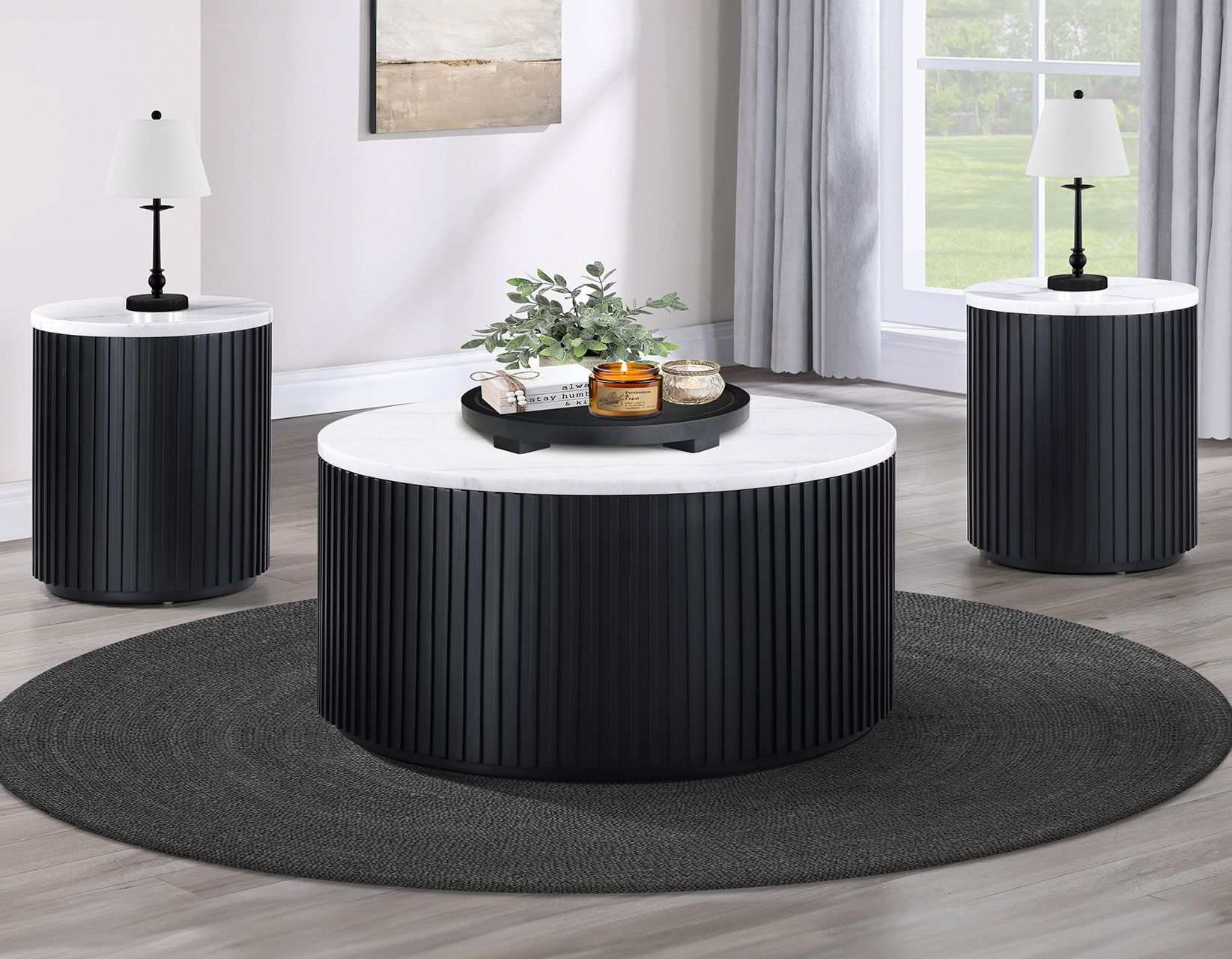 Colvin 3-Piece White Marble Top Table Set, Black Finish - Steve Silver ... with regard to Transform Your Space A Guide to Black Gray Top 3-Piece Table Sets