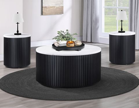 Colvin 3-Piece White Marble Top Table Set, Black Finish - Steve Silver ... with regard to Transform Your Space A Guide to Black Gray Top 3-Piece Table Sets