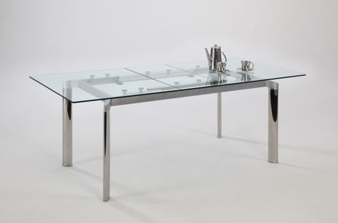 Contemporary Clear Glass And Chrome Extendable Dining Table Los Angeles ... within Extendable Glass Dining Table Modern Design