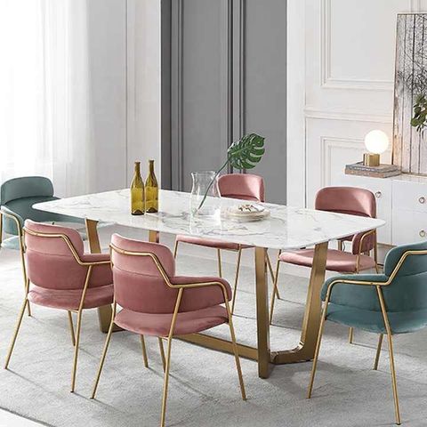Contemporary Dining Room Furnitures Modern Luxury Style Rectangular ... in Rectangular Marble Dining Table With Metal Base