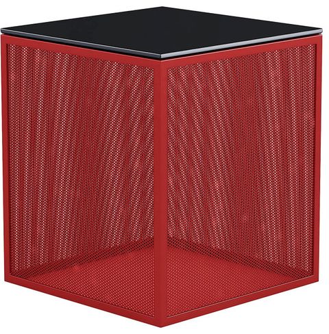 Contemporary Side Table, Dotted Metal Base With Square Glass Top, Red ... with Understanding the Design Details The Dotted White Metal Base Square Glass Top