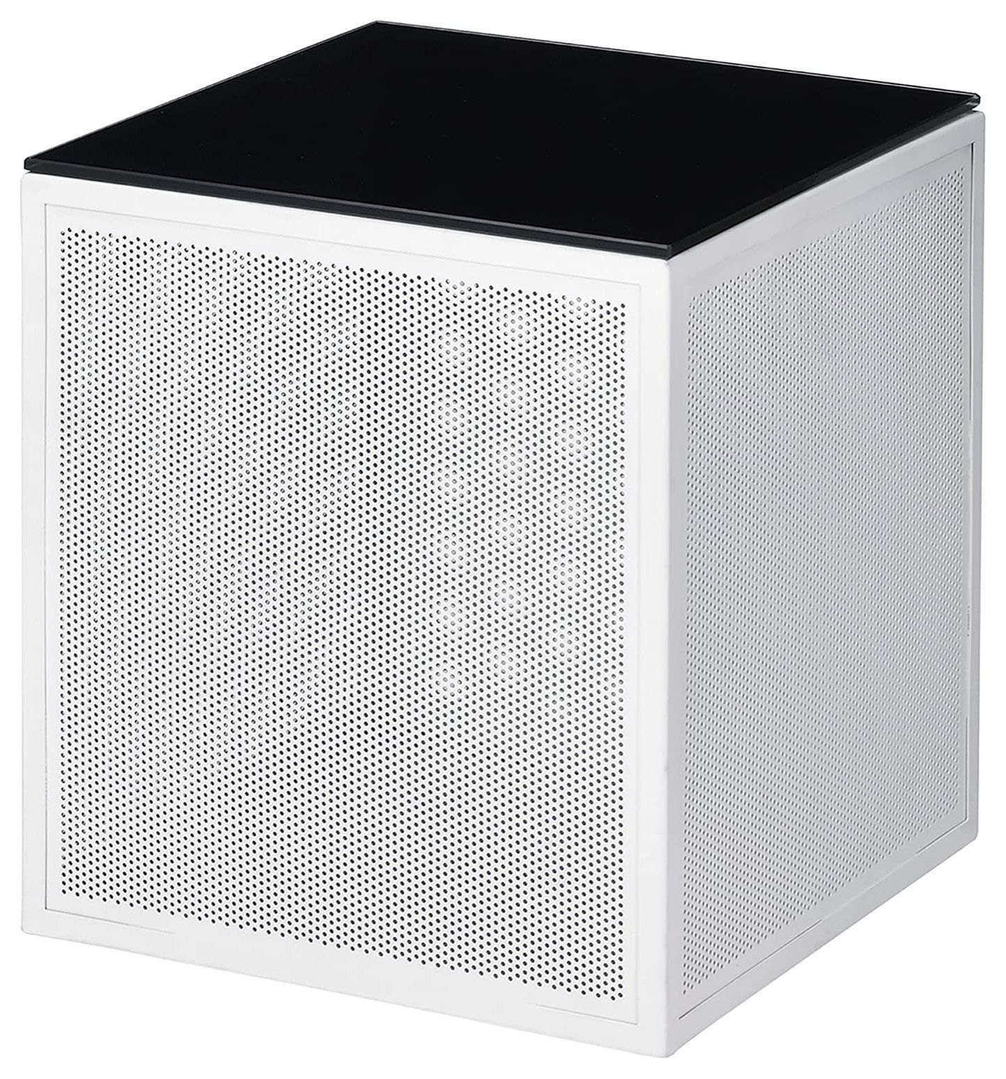 Understanding the Design Details The Dotted White Metal Base Square Glass Top