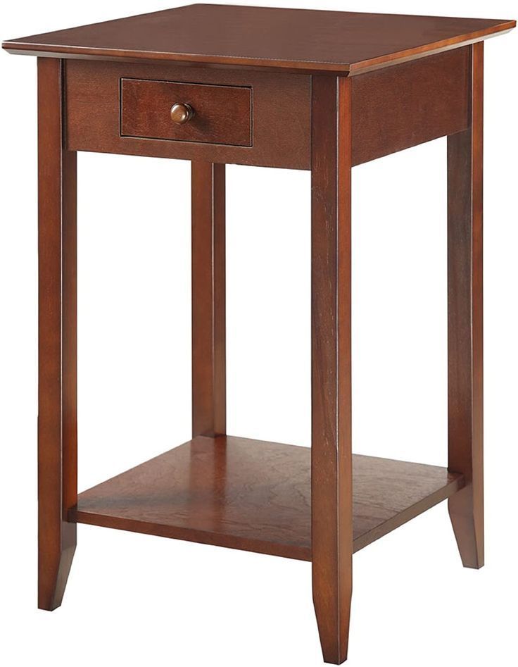 Convenience Concepts American Heritage End Table With Drawer And Shelf, Espresso intended for Why Nesting Tables are a Smart Choice for Small Spaces