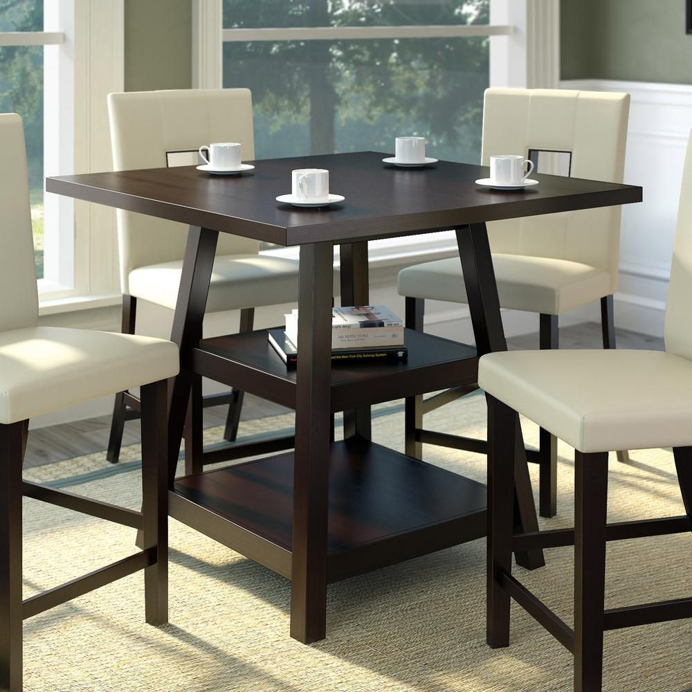Corliving Bistro Cappuccino 36 In. Counter Height Square Dining Table ... in Finding the Perfect Brown Counter Height Square Table for Your Space