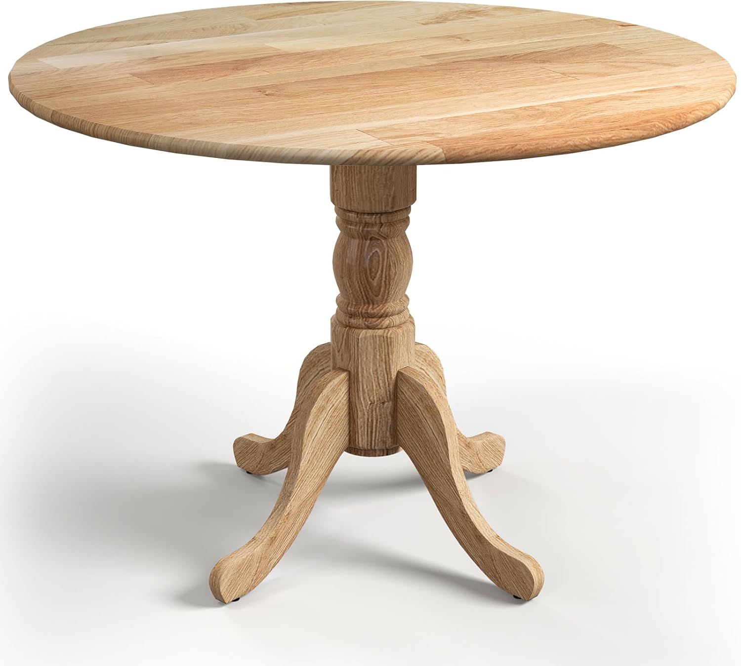 Costway 100Cm Round Dining Table, Rubber Wood Kitchen Table With Wooden ... regarding Rubber Wood Round Dining Table, Dark Gray