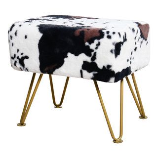 Cows Flowers Rectangle Ottoman, 19X13X17 - Midcentury - Footstools And ... pertaining to Bringing Rustic Charm Home Discover Cows Flowers Ottomans
