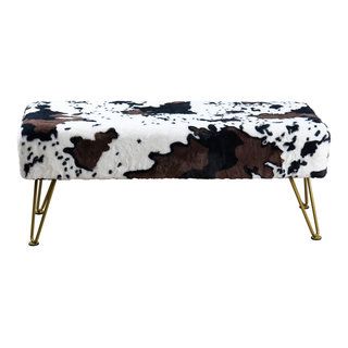 Cows Flowers Rectangle Ottoman, 46X16X17 - Midcentury - Upholstered ... for Cows Flowers Rectangle Ottoman, Cows Flowers, 46X16X17