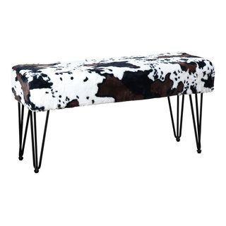 Cows Flowers Rectangle Ottoman Bench, 46X16X22 - Midcentury ... for Bringing Rustic Charm Home Discover Cows Flowers Ottomans
