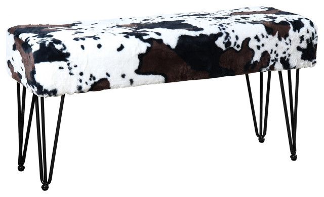 Cows Flowers Rectangle Ottoman Bench, 46X16X22 - Midcentury ... in Cows Flowers Rectangle Ottoman, Cows Flowers, 46X16X17