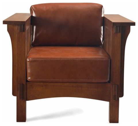 Crafters And Weavers Arts And Crafts Leather Arm Chair In Russet Brown ... with Crafters And Weavers Arts And Crafts Leather Sofa In Brown/Russet