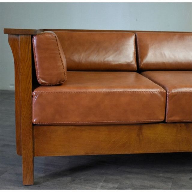 Crafters And Weavers Arts And Crafts Leather Side Sofa In Russet Brown ... with regard to The Craftsmanship Behind the Brown/Russet Leather Sofa Your Creative Hub