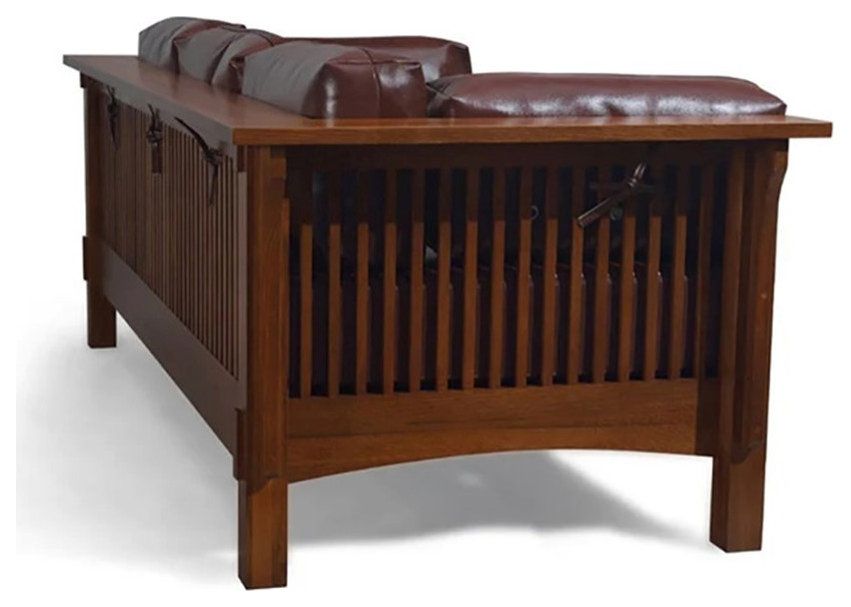 Crafters And Weavers Arts And Crafts Leather Sofa In Brown/Chestnut ... with Crafters And Weavers Arts And Crafts Leather Sofa In Brown/Russet