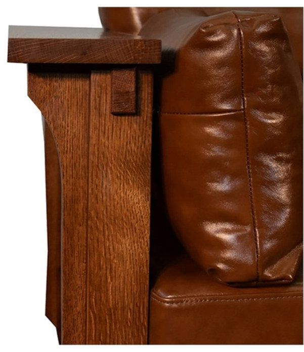 Crafters And Weavers Arts And Crafts Leather Sofa In Brown/Russet ... regarding Crafters And Weavers Arts And Crafts Leather Sofa In Brown/Russet