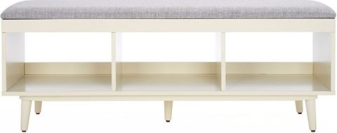 Cricket Open Shelf Bench With Cushion In Grey By Safavieh | 1Stopbedrooms within Safavieh Iona Open Shelf Bench, Grey/Natural