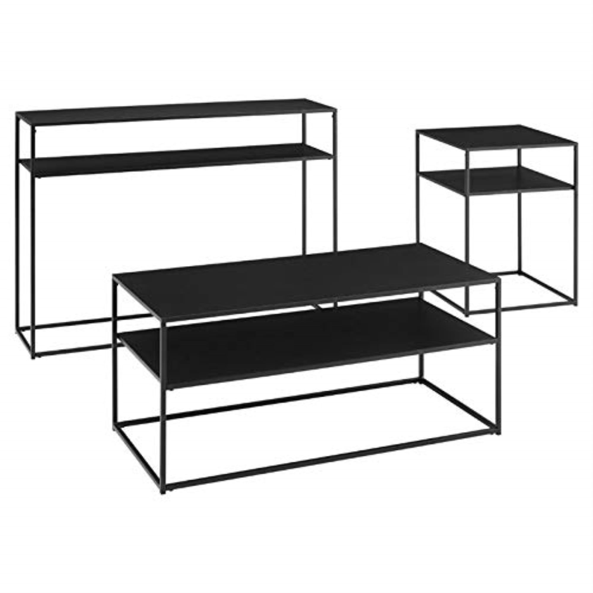 Crosley Furniture Braxton 3 Piece Modern Metal Coffee Table Set In ... with regard to Bowery Hill 3-Piece Modern Metal Coffee Table Set In Matte Black