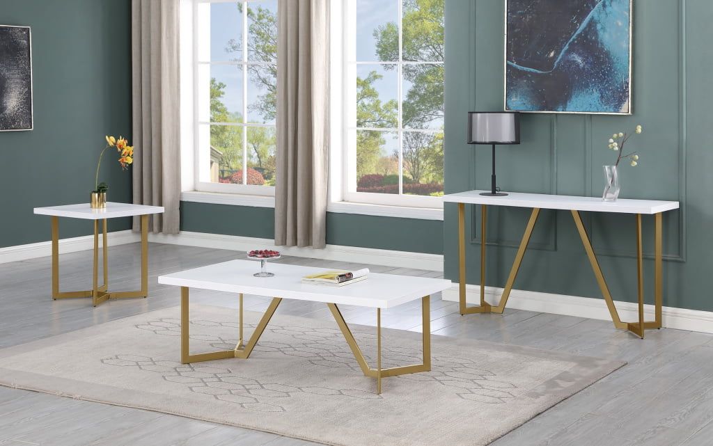Ct283, Ct284, Ct285: White Wood Coffee Table Set And Pieces – Best ... regarding Chic and Sophisticated White Wood Coffee Table Sets with Gold Painted Legs Explained