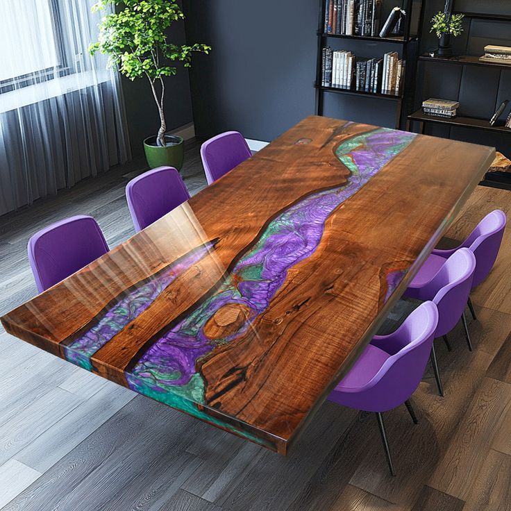 Custom Black Walnut Luxury Resin River Epoxy Table Ct90 | Epoxy Wood ... throughout Custom Wood Dining Table With Epoxy Resin