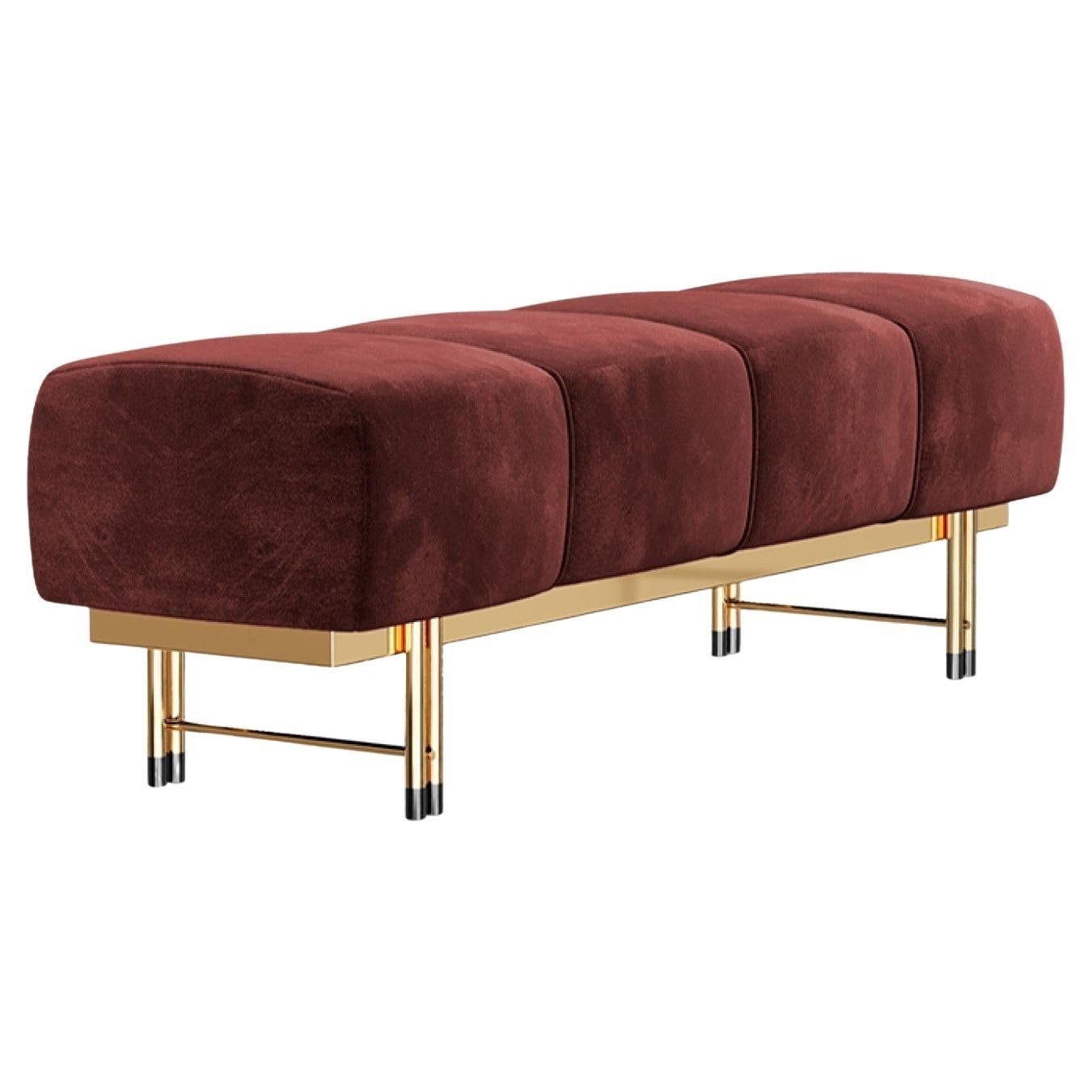 Custom Made Bench With Stainless Steel Base In Gold Finish And Rich ... within Velvet Bench With Stainless Steel Bench, Green