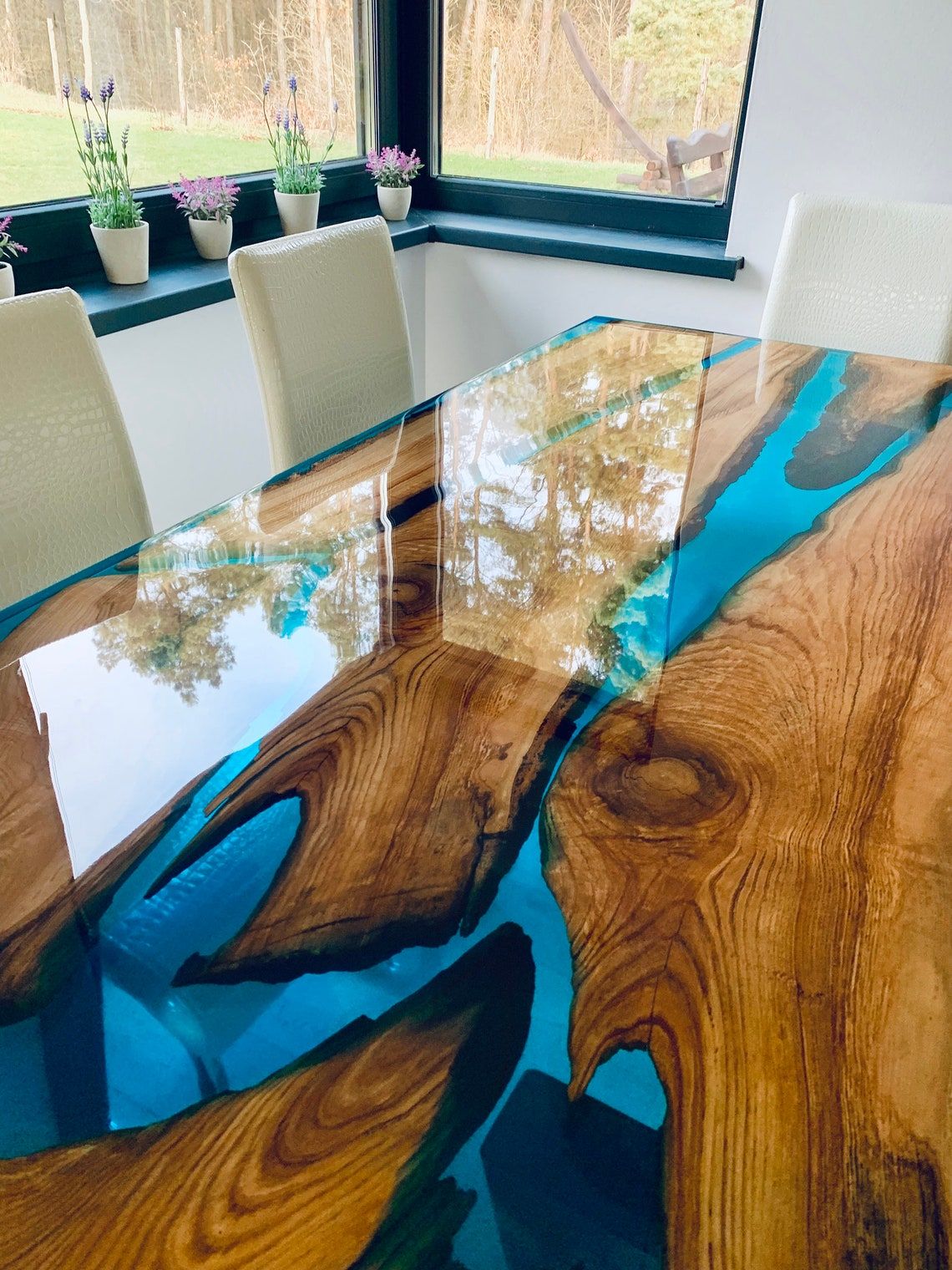 Custom Made Epoxy Dining Table 180X90Cm Handmade - Etsy New Zealand inside Custom Wood Dining Table With Epoxy Resin