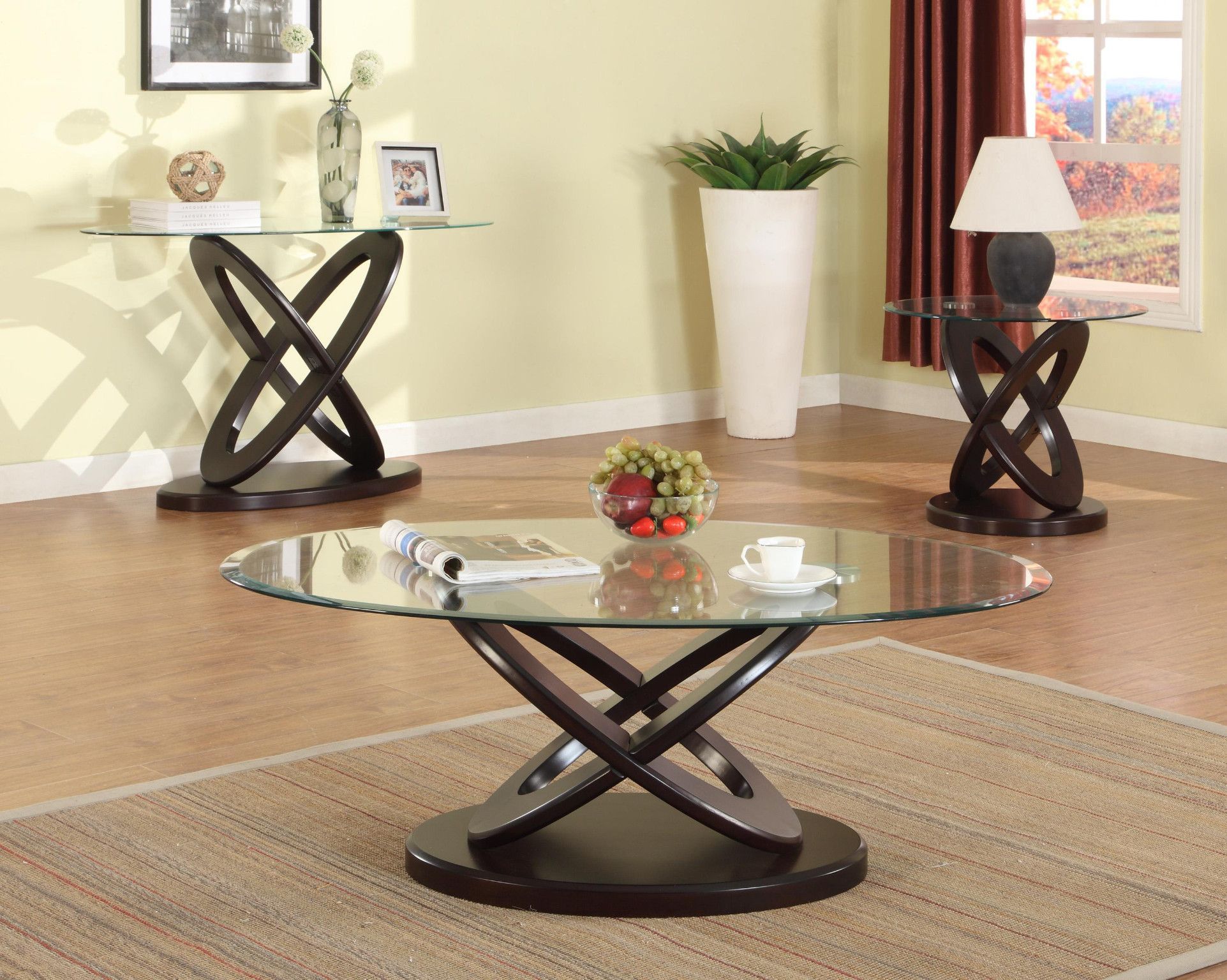 Cyclone 3 Piece Table Set Glass Top Coffee And 2 End Tables $499.00 ... inside Beyond the Look Practical Versatility of the Coaster Black Glass Tables
