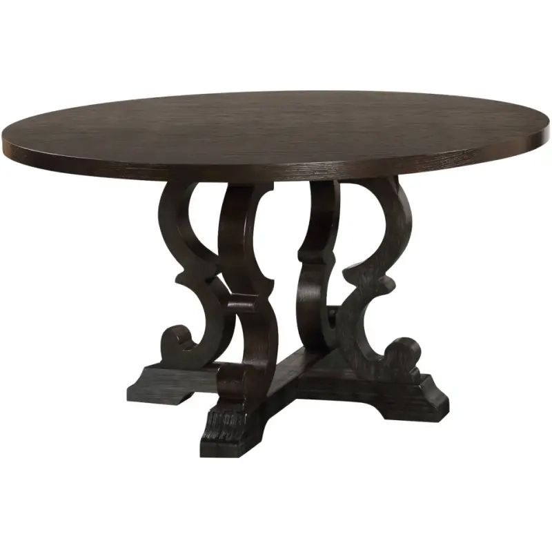 Dark Brown Rustic Dining Collection, Round Dining Table - Vigshome within Etiwanda 35&quot; Round Dining Table, Dark Brown