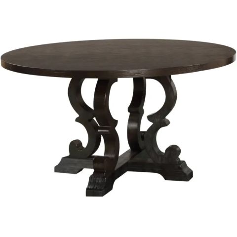 Dark Brown Rustic Dining Collection, Round Dining Table - Vigshome within Etiwanda 35" Round Dining Table, Dark Brown