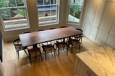 Dark Oak Dining Table throughout Colton Solid Oak 71" Dining Table Without Brass, Light Brown