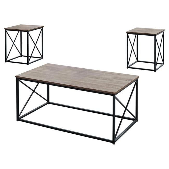 Dark Taupe, Black Metal Table Set - 3 Piece - Walmart.com pertaining to Dark Taupe Table Set, 3 Piece Set