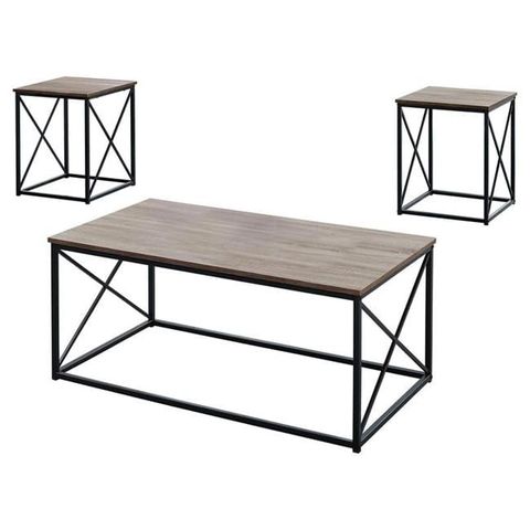 Dark Taupe, Black Metal Table Set - 3 Piece - Walmart.com pertaining to Dark Taupe Table Set, 3 Piece Set