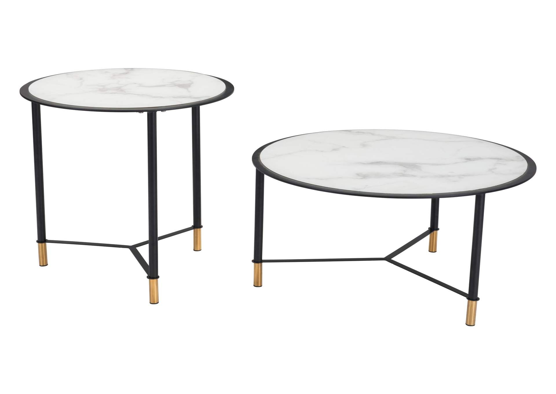 Davis Coffee Table Set (2-Piece) White &amp; Black in Koper Coffee Table Set (2-Piece) Black
