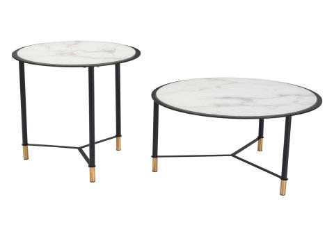 Davis Coffee Table Set (2-Piece) White & Black with Davis Coffee Tables White/Black, 2-Piece Set