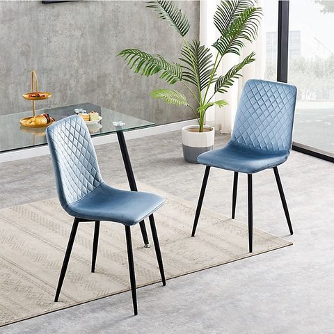 Dining Chairs Velvet Fabric Lexi Set Of 2 Light Blue By Mcc At B&Q intended for The Enduring Appeal of the Blue Lexi Dining Room Chair How to Choose