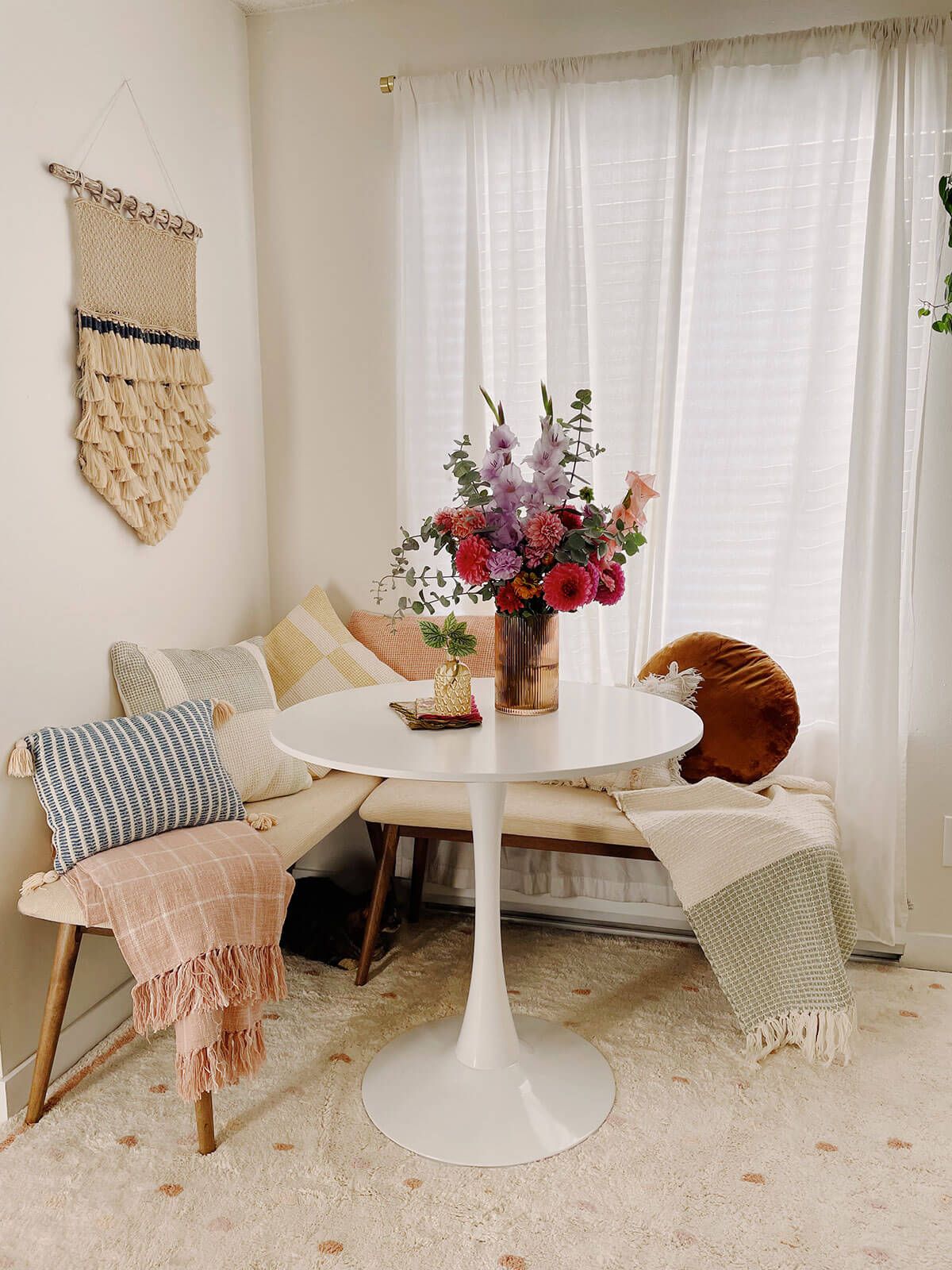 Dining Nook Ideas | Ethically Made Rugs &amp; Decor for Making the most of your intimate dining area with the right small round table