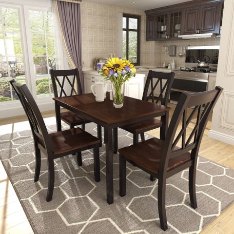 Dining Set Kitchen Table With 4 Pieces Chairs, Smooth Surface Wood ... pertaining to Making the most of your budget for a new dining table under 300 dollars