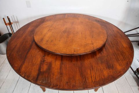 Distinct Rustic Round Dining Table With Built-In Lazy Susan At 1Stdibs ... within Mastering the Art of Round Dining Tables with Lazy Susans