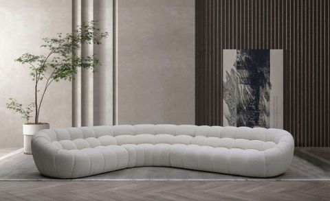 Divani Casa Yolanda Modern Curved Off White Tufted Sectional Sofa - Kfrooms throughout Divani Casa Weldon Modern Off-White Fabric Curved Sectional