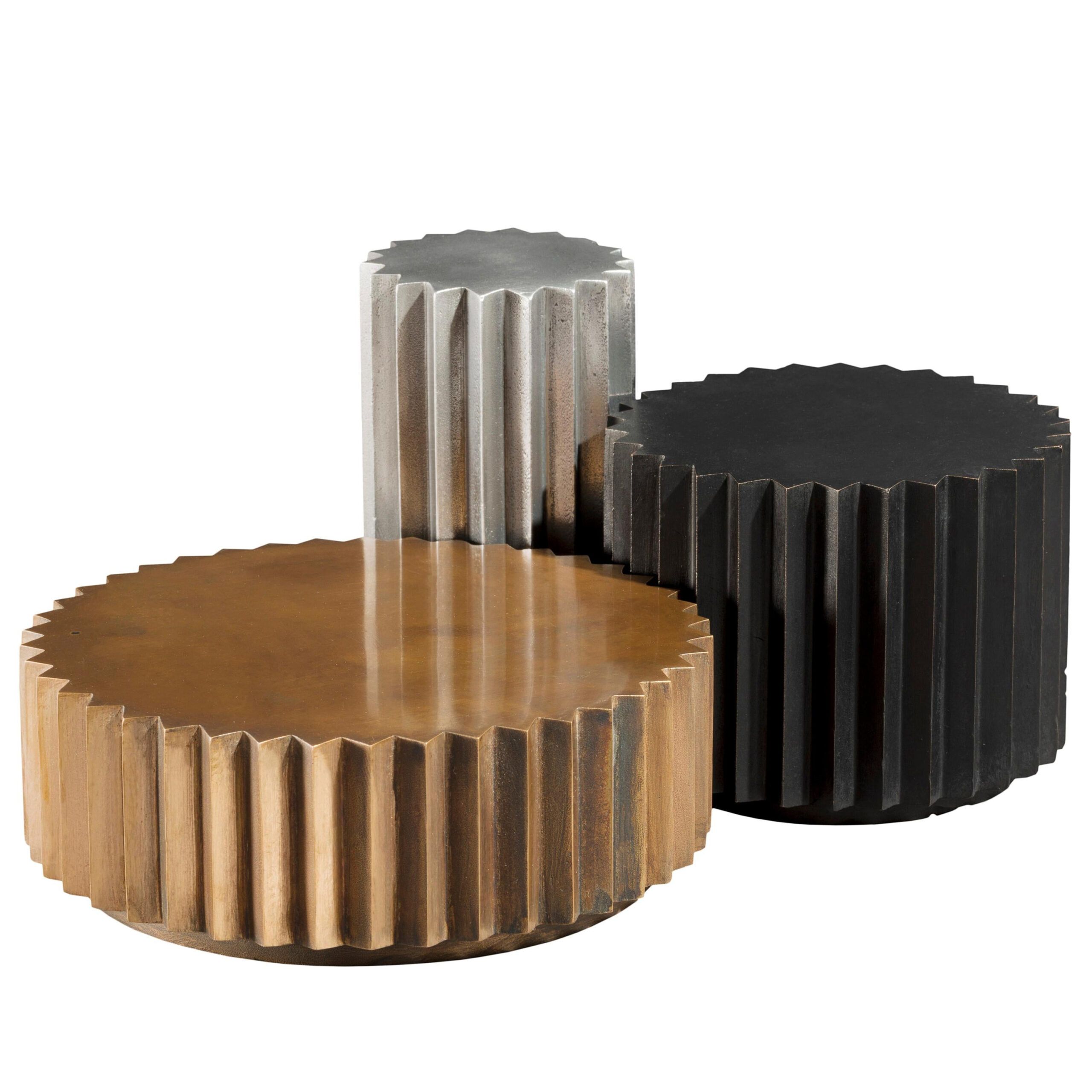 Doris Cast Bronze, Blackened Bronze And Aluminum Multifaceted Coffee ... throughout The Enduring Appeal of the Norden Coffee Table Set Black &amp;amp; Bronze