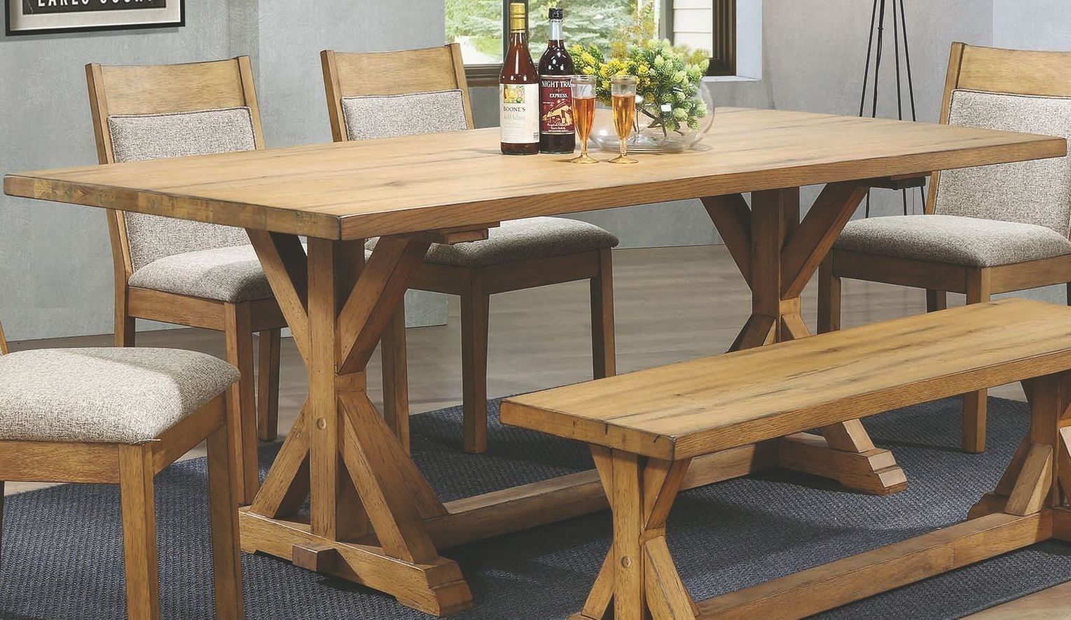 Douglas Vintage White Oak Rectangular Dining Table From Coaster ... within Maintaining the beauty and durability of your rectangular oak dining table with bench