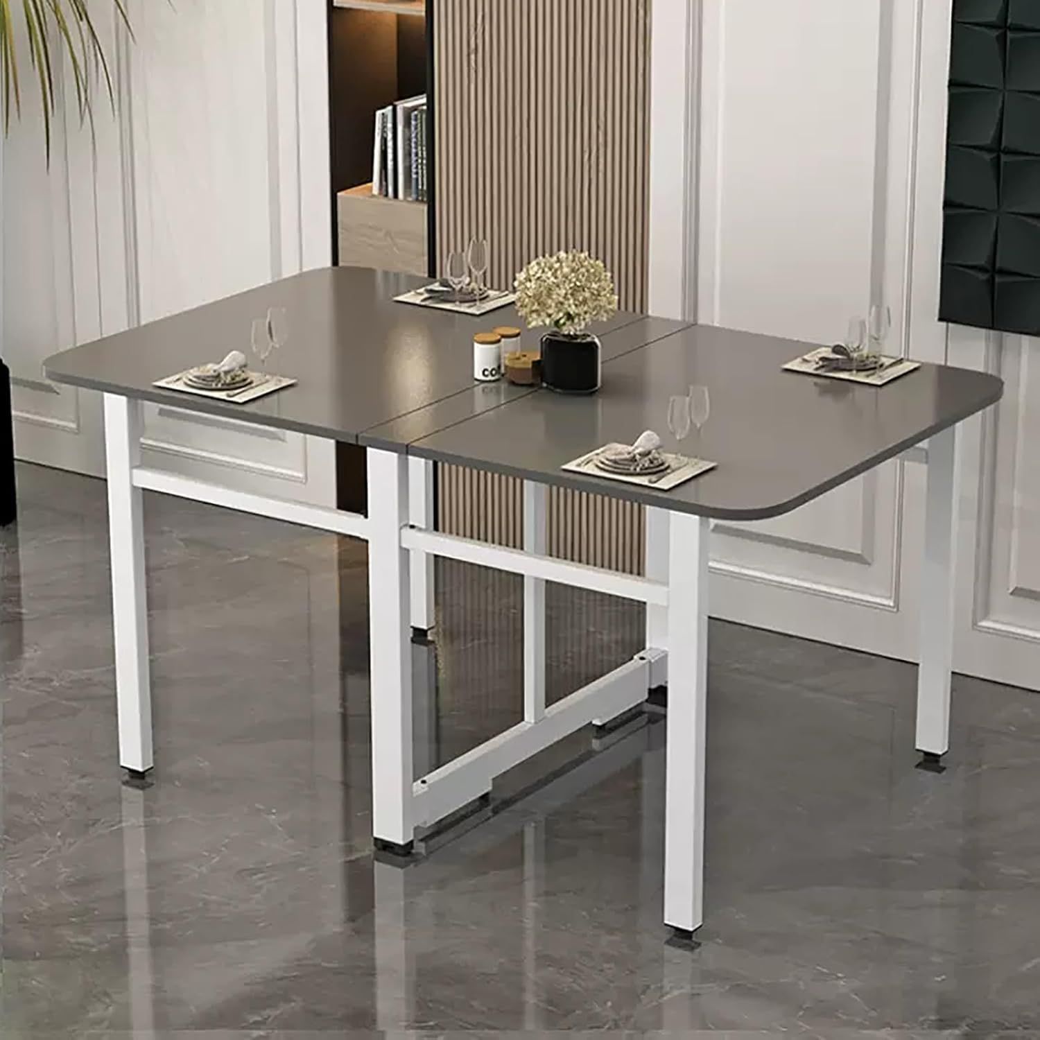 Drop Leaf Dining Table, Modern Folding Dining Table &amp; Expandable ... in Compact Foldable Dining Table For Studio