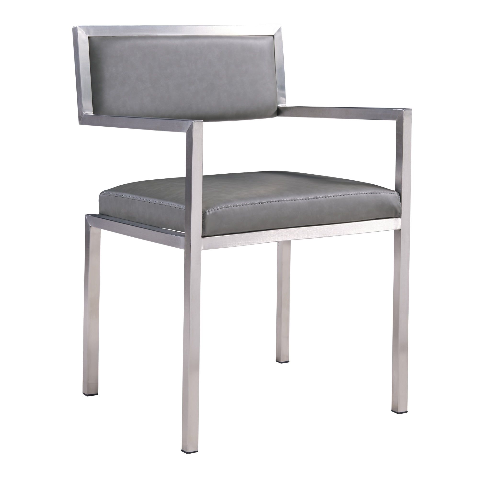 Dylan Contemporary Dining Chair Brushed Stainless Steel And Vintage Gray Faux Leather - Set Of 2 ... pertaining to Pacific Dining Chair (Set Of 2) - Grey, Brushed Stainless Steel