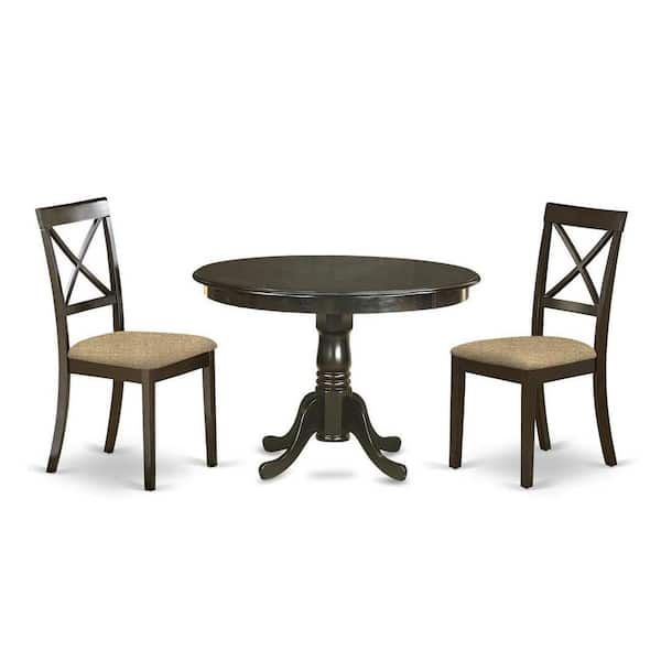 East West Furniture 3-Piece Cappuccino Solid Wood Top - Dining Room Set ... inside Cappuccino Table Set, 3 Piece Set