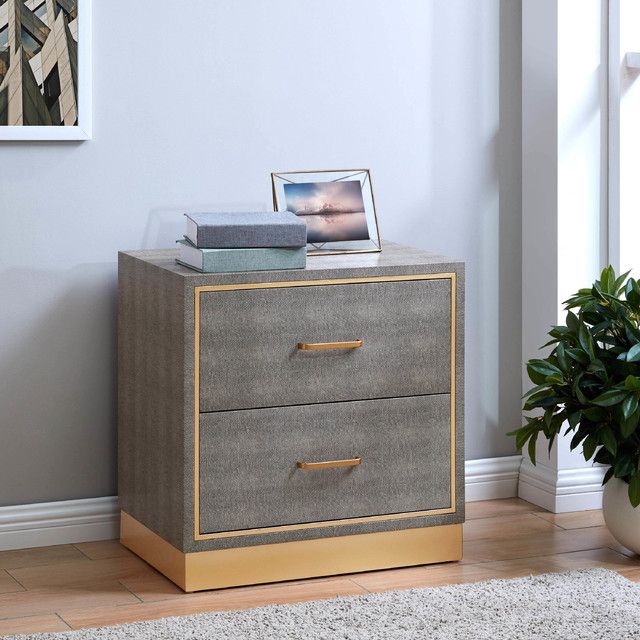 Edinburgh 2-Drawer Faux Shagreen End Table - Contemporary - Side Tables And End Tables - By ... pertaining to Choosing the Perfect Black Faux Shagreen End Table for Your Home