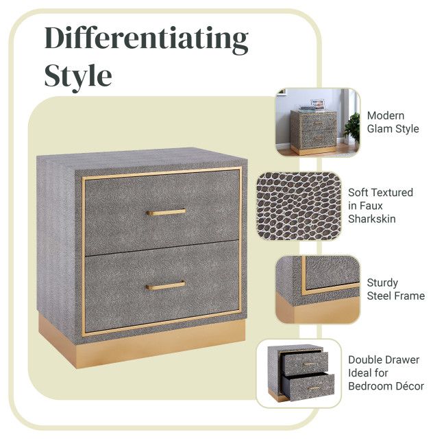 Edinburgh 2-Drawer Faux Shagreen End Table - Contemporary - Side Tables And End Tables - By ... throughout Choosing the Perfect Black Faux Shagreen End Table for Your Home