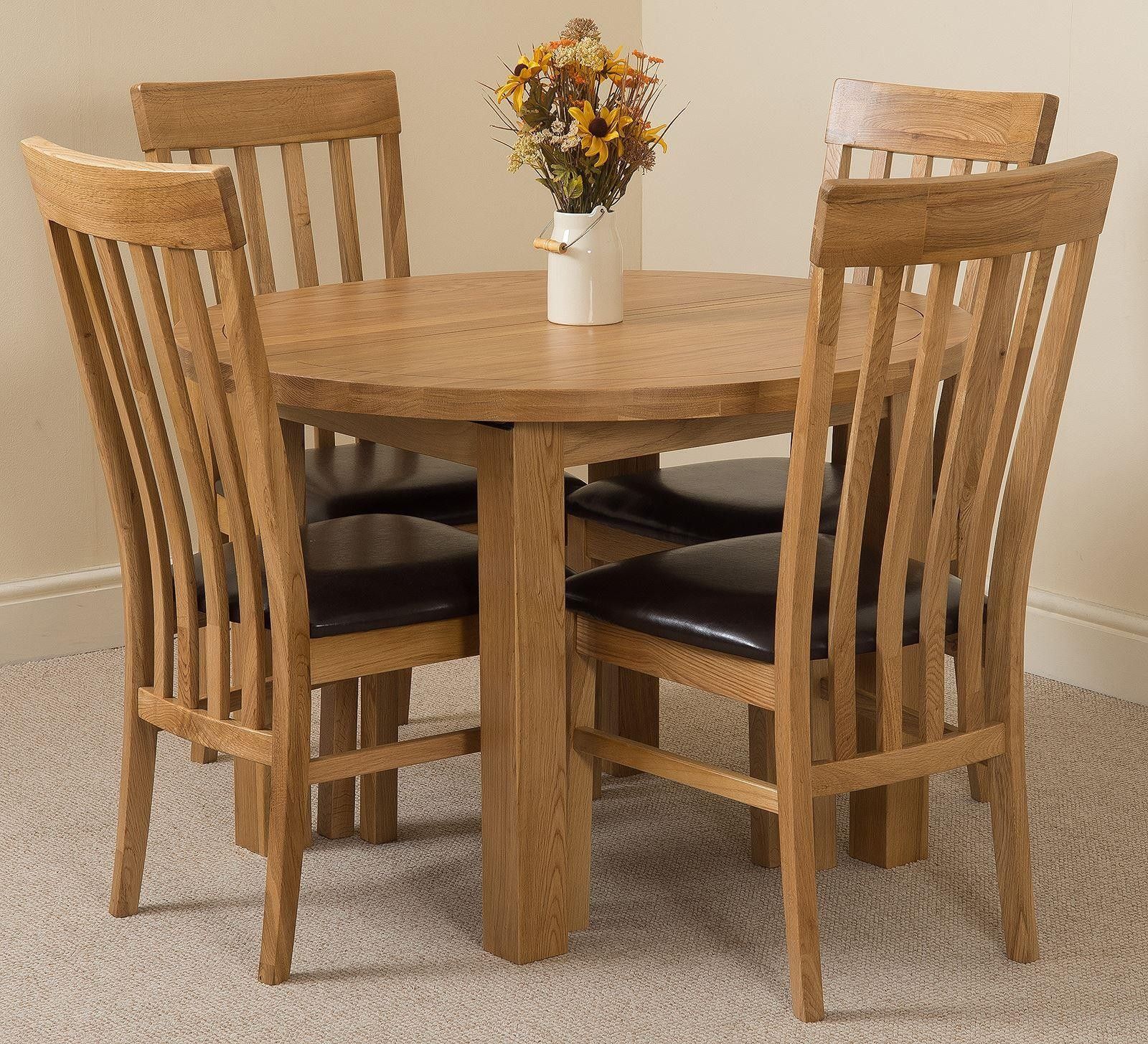 Edmonton Solid Oak Extending Oval Dining Table With 4 Harvard Solid Oak ... with Solid Oak Dining Table Set With Bench