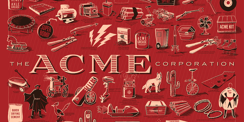 Elaborate Poster Puts All Of Wile E. Coyote's Acme Purchases On Your ... throughout The Enduring Beauty of the Acme Leventis Dining Table in Weathered Oak Explained