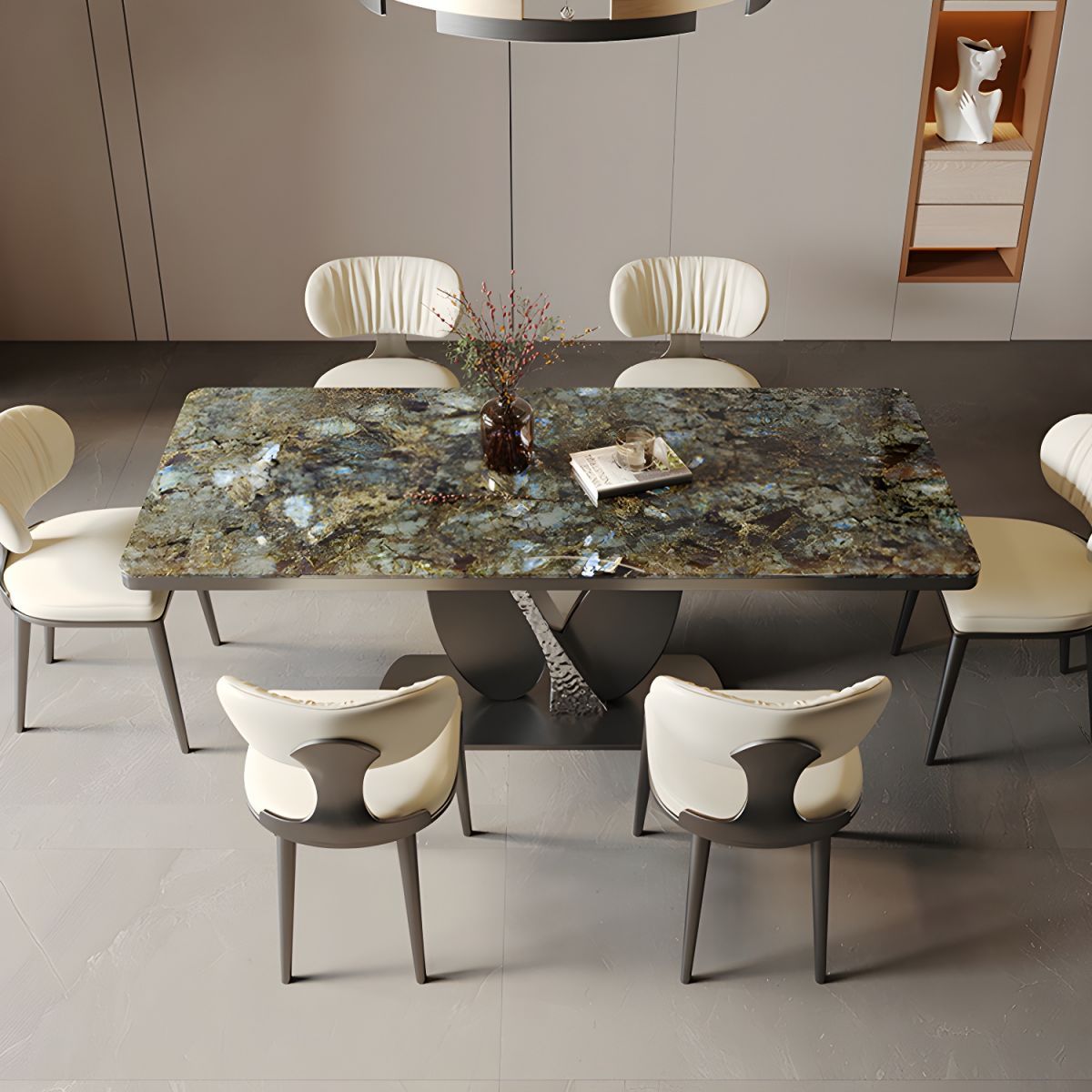 Elegant Rectangle Marble Dining Table With Sleek Metal Pedestal Base ... with The timeless appeal of rectangular marble dining tables with metal bases in modern interiors
