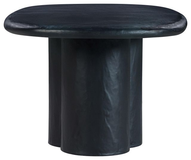 Elika Black Faux Plaster Oval Dining Table - Black - Transitional ... within Styling Your Gevra Black Acacia &amp;amp; Faux Plaster Dining Table for Every Occasion