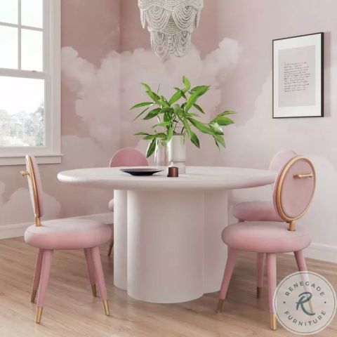 Elika White Faux Plaster Round Dining Table From Tov | Coleman Furniture throughout Elika White Faux Plaster Round Dining Table