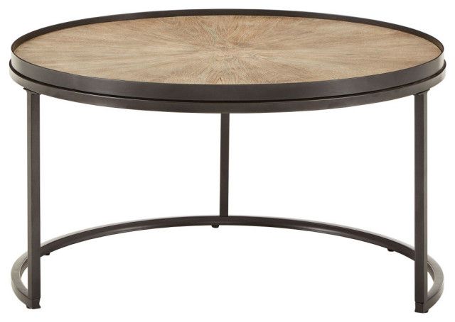 Elsie Grey Oak Finish Round Nesting Coffee Table - Industrial - Coffee ... throughout Expert Tips for Integrating the Elsie Grey Oak Nesting Coffee Table into Your Decor